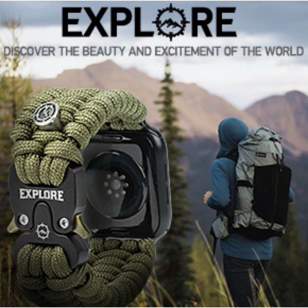 Paracord Survival Apple Watch Band Green XL Compatible 44mm 45mm 46mm 49mm